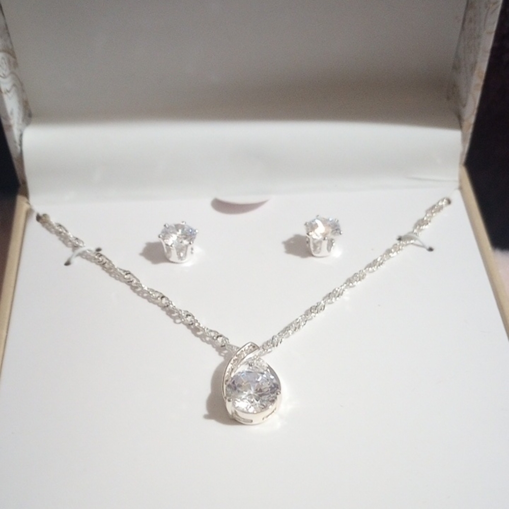 Charter Club Silver Necklace and Earring Set